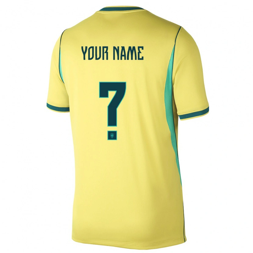 Danxen Kid Brazil Your Name #0 Yellow Green Home Jersey 26-28 T-Shirt