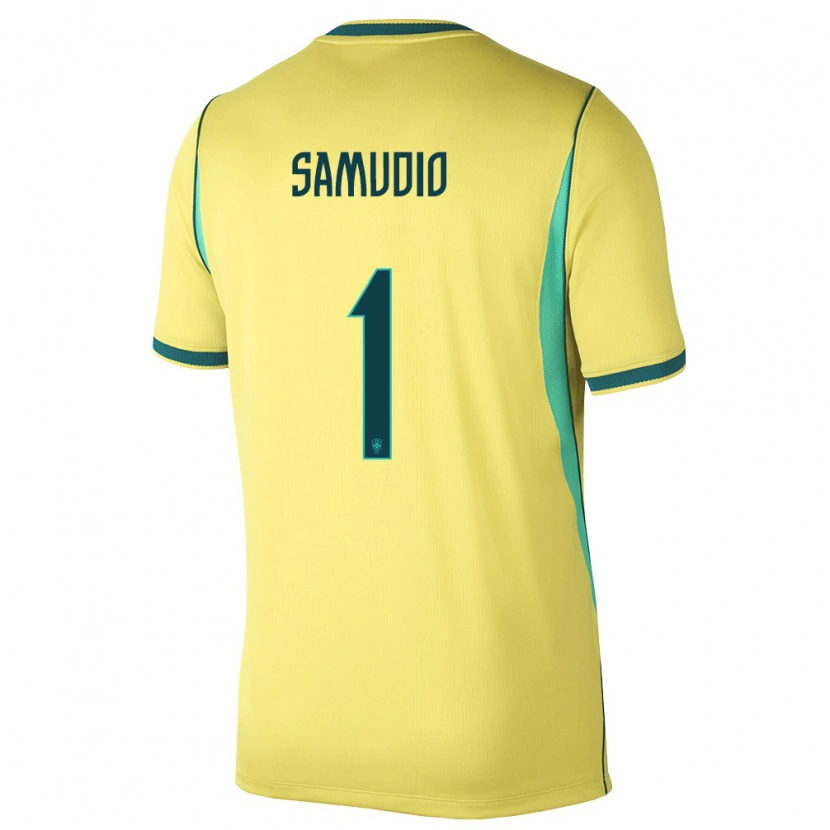 Danxen Kid Brazil Bruno Samudio #1 Yellow Green Home Jersey 26-28 T-Shirt