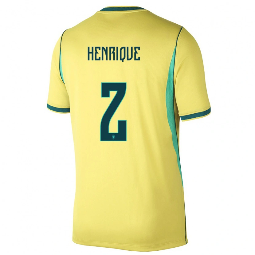 Danxen Kid Brazil Henrique #2 Yellow Green Home Jersey 26-28 T-Shirt