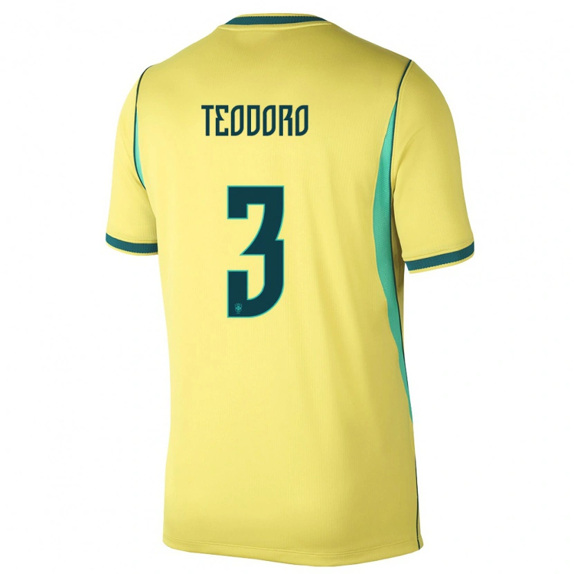 Danxen Kid Brazil Iago Teodoro #3 Yellow Green Home Jersey 26-28 T-Shirt