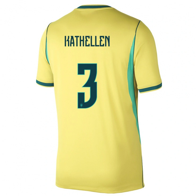 Danxen Kid Brazil Kathellen #3 Yellow Green Home Jersey 26-28 T-Shirt