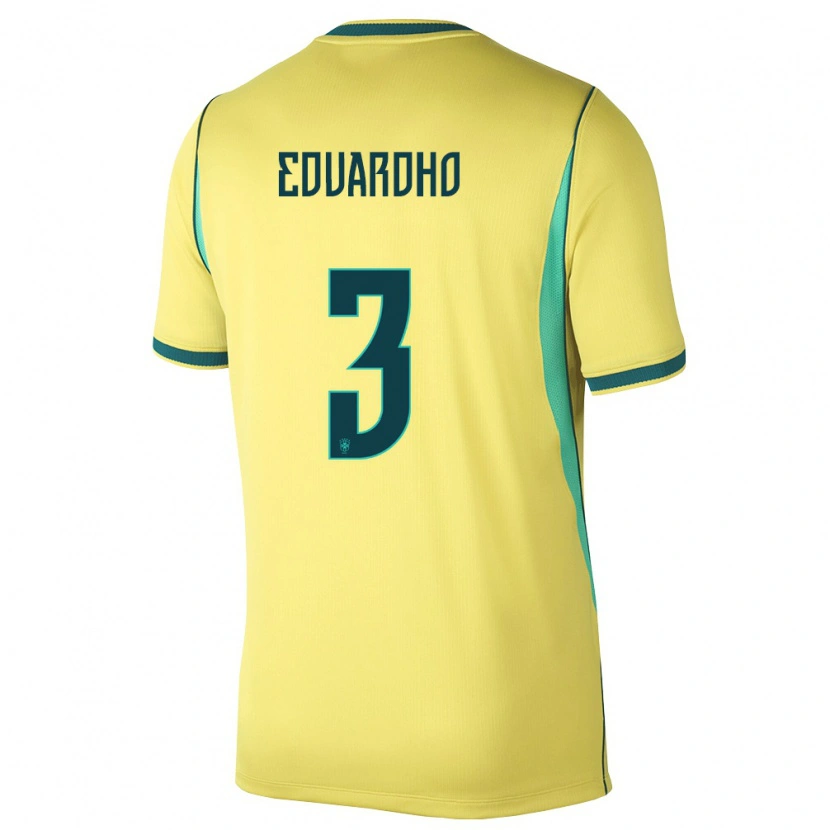 Danxen Kid Brazil Eduardho #3 Yellow Green Home Jersey 26-28 T-Shirt
