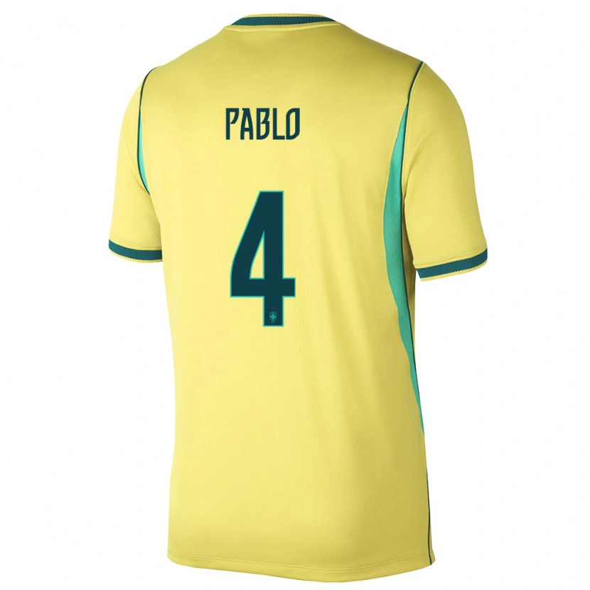 Danxen Kid Brazil Ruan Pablo #4 Yellow Green Home Jersey 26-28 T-Shirt