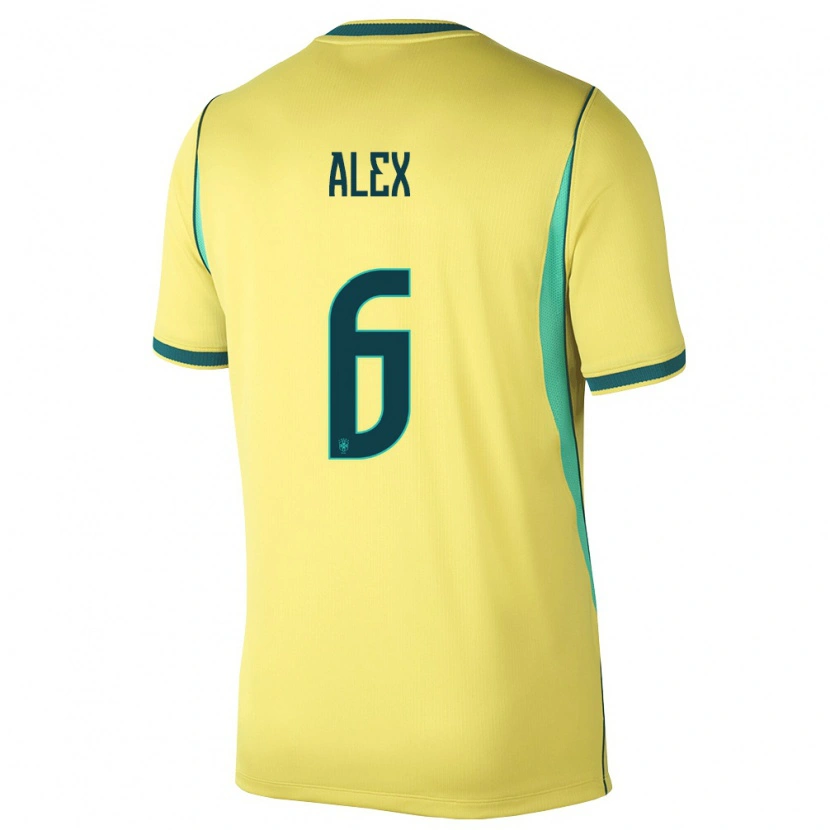 Danxen Kid Brazil Alex #6 Yellow Green Home Jersey 26-28 T-Shirt