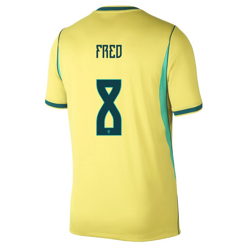 Danxen Kid Brazil Fred #8 Yellow Green Home Jersey 26-28 T-Shirt