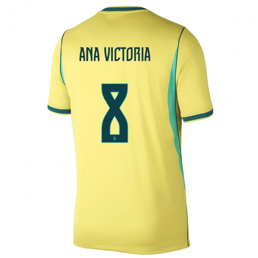 Danxen Kid Brazil Ana Victoria #8 Yellow Green Home Jersey 26-28 T-Shirt