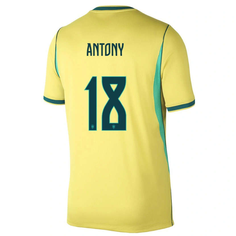 Danxen Kid Brazil Antony #18 Yellow Green Home Jersey 26-28 T-Shirt