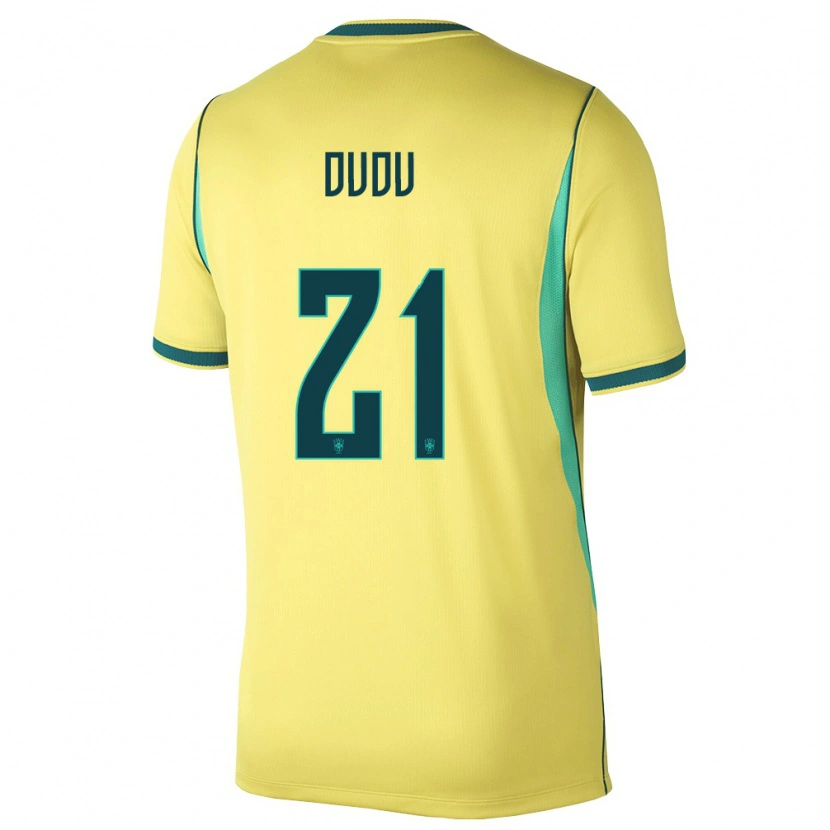 Danxen Kid Brazil Dudu #21 Yellow Green Home Jersey 26-28 T-Shirt
