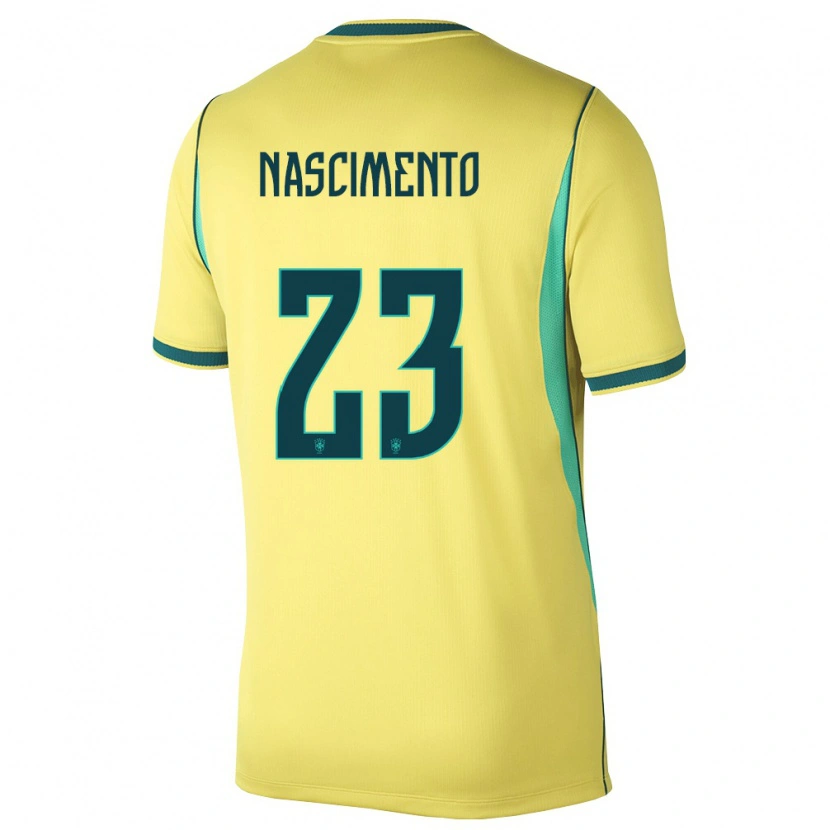 Danxen Kid Brazil Matheus Nascimento #23 Yellow Green Home Jersey 26-28 T-Shirt