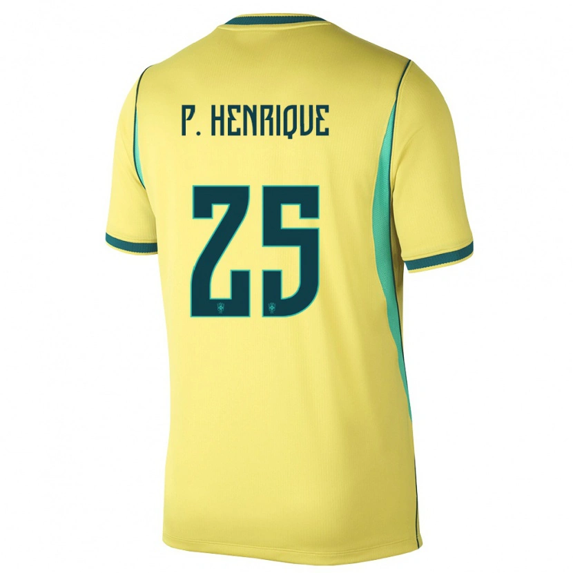 Danxen Kid Brazil Paulo Henrique #25 Yellow Green Home Jersey 26-28 T-Shirt