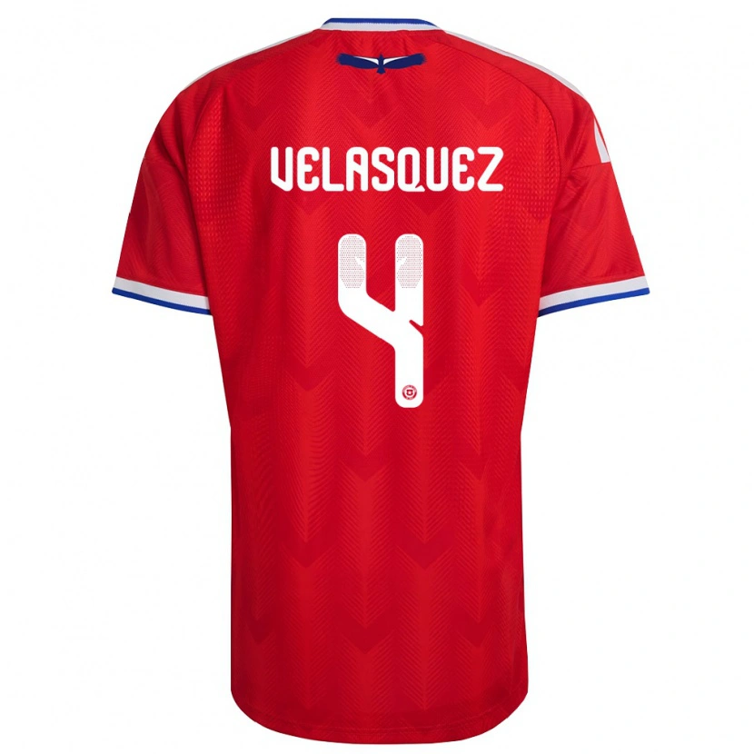 Danxen Kid Chile Lucas Velásquez #4 Red White Blue Home Jersey 26-28 T-Shirt
