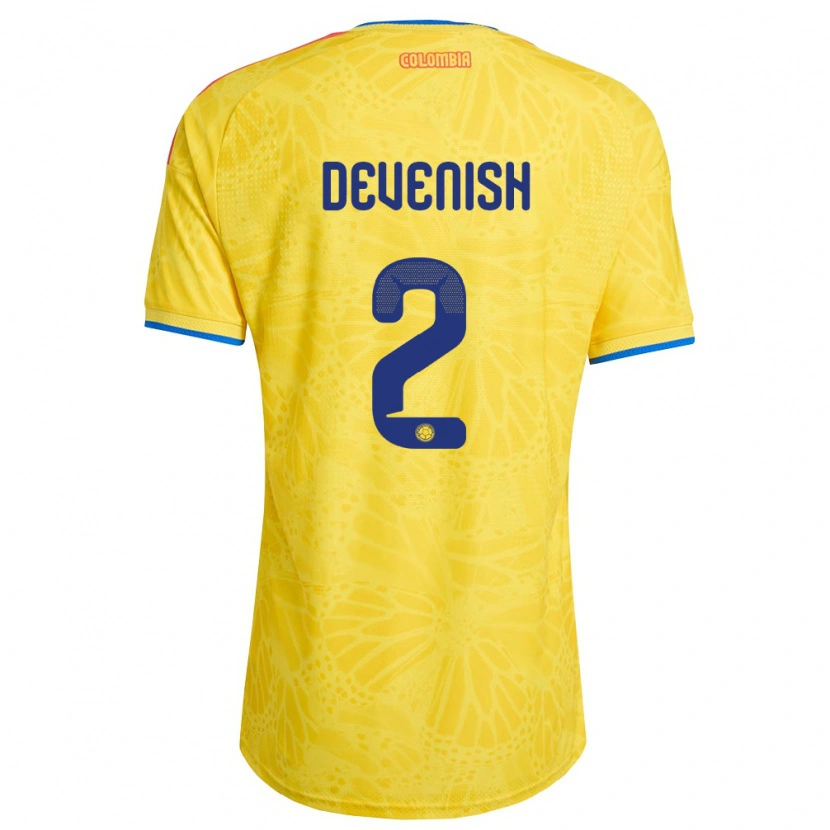 Danxen Kid Colombia Cristian Devenish #2 Yellow Blue Red Home Jersey 26-28 T-Shirt