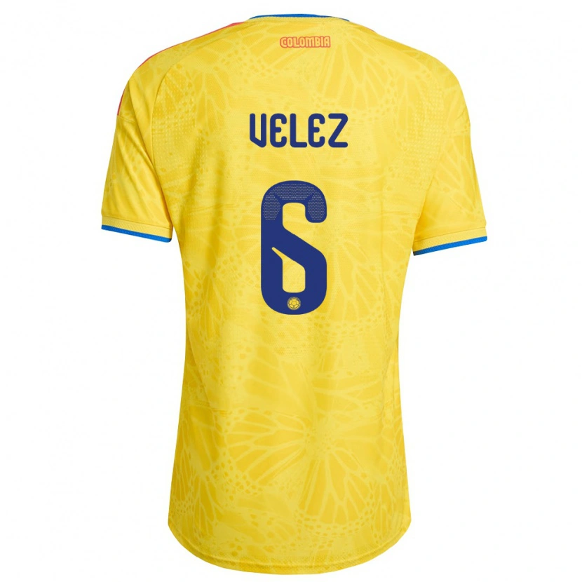 Danxen Kid Colombia Jhon Vélez #6 Yellow Blue Red Home Jersey 26-28 T-Shirt