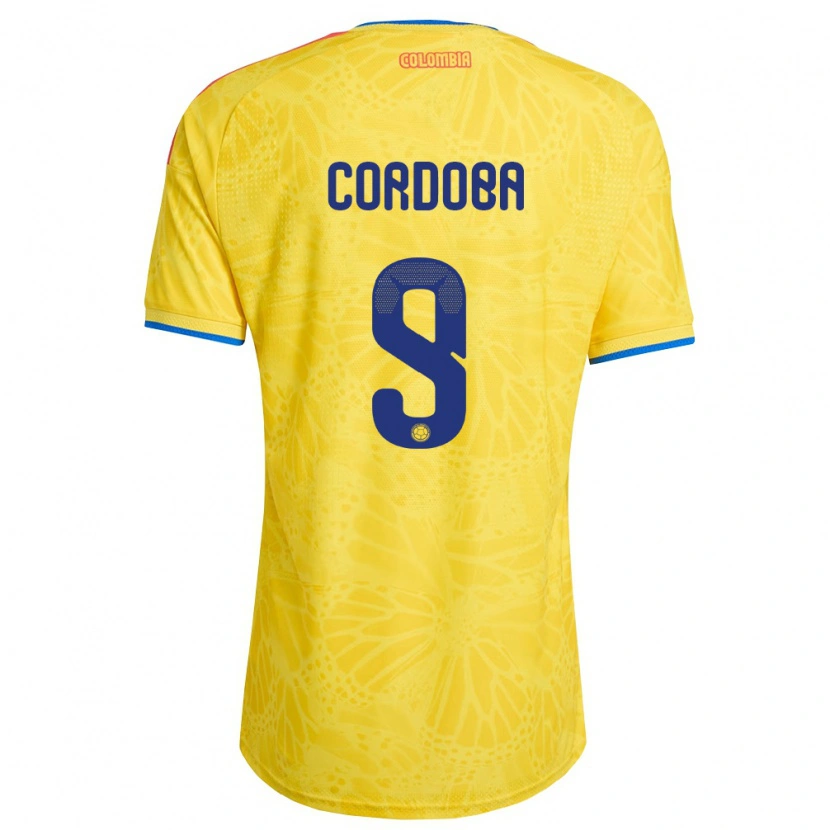 Danxen Kid Colombia Jhon Córdoba #9 Yellow Blue Red Home Jersey 26-28 T-Shirt