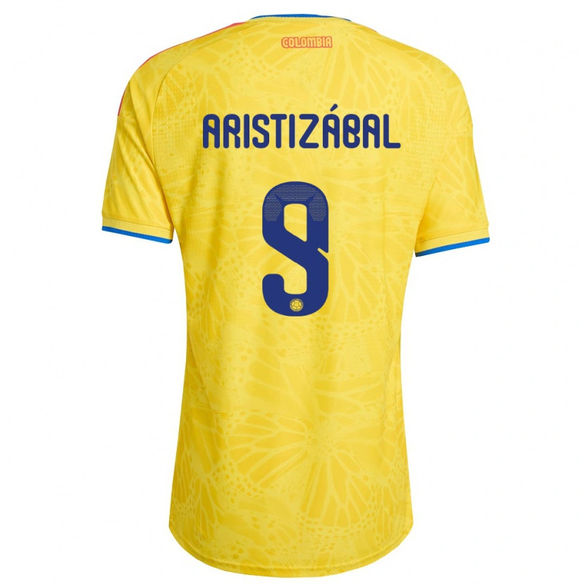 Danxen Kid Colombia Emilio Aristizábal #9 Yellow Blue Red Home Jersey 26-28 T-Shirt