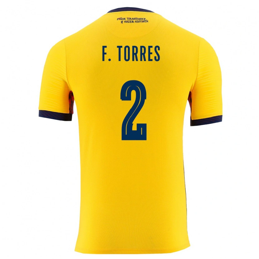 Danxen Kid Ecuador Félix Torres #2 Yellow Navy Home Jersey 26-28 T-Shirt