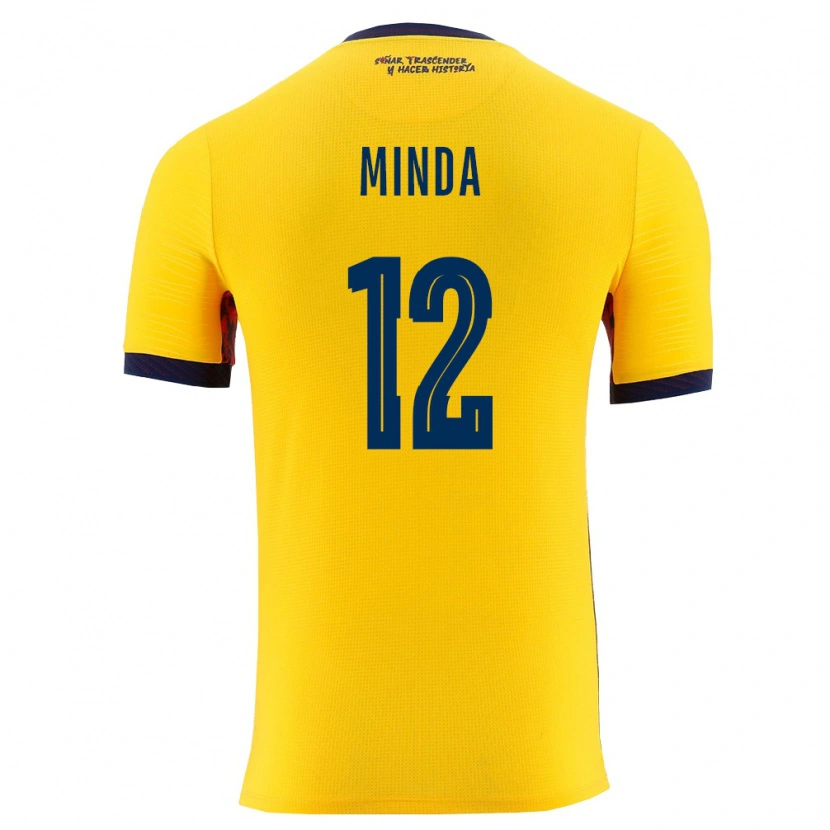 Danxen Kid Ecuador Ethan Minda #12 Yellow Navy Home Jersey 26-28 T-Shirt