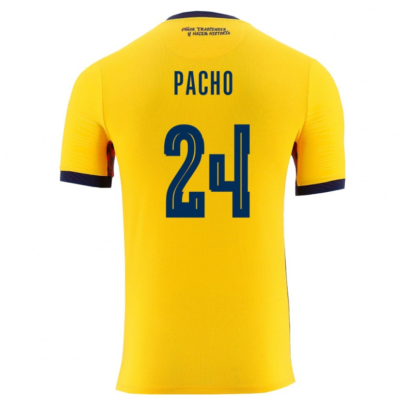 Danxen Kid Ecuador William Pacho #24 Yellow Navy Home Jersey 26-28 T-Shirt