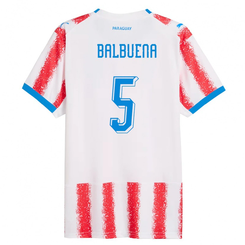 Danxen Kid Paraguay Fabián Balbuena #5 White Red Blue Home Jersey 26-28 T-Shirt