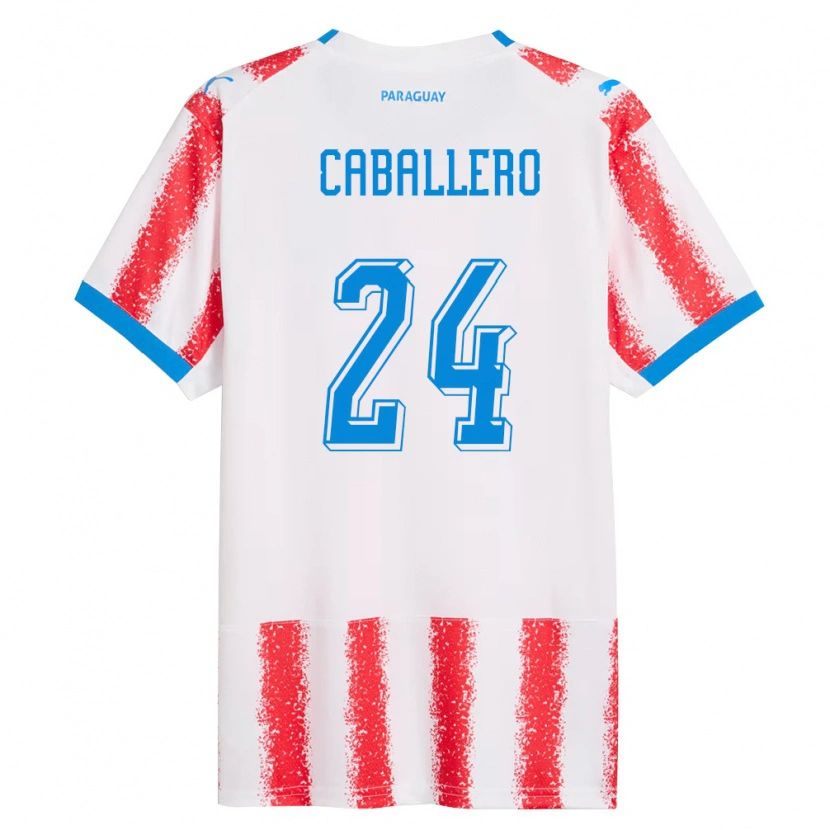 Danxen Kid Paraguay Gustavo Caballero #24 White Red Blue Home Jersey 26-28 T-Shirt
