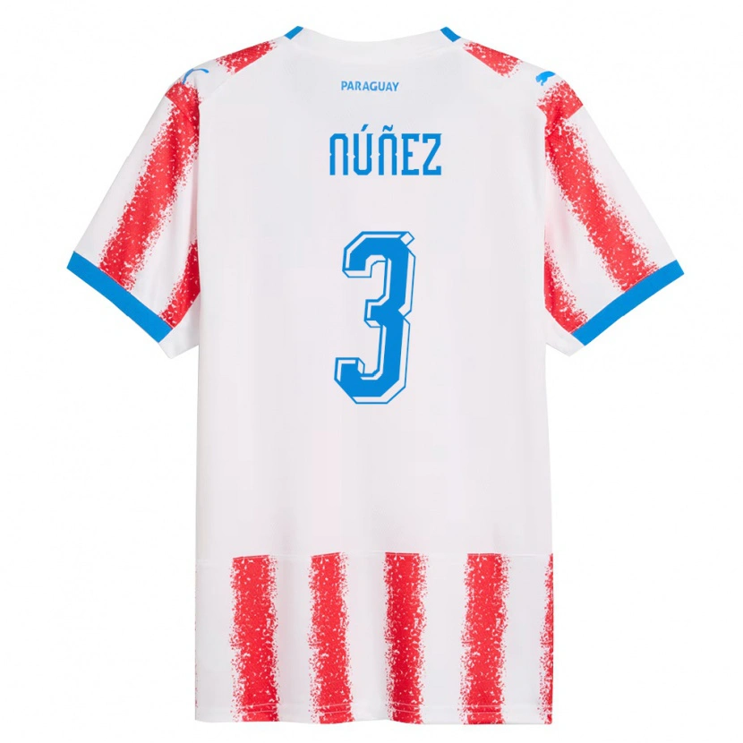 Danxen Kid Paraguay Josías Núñez #3 White Red Blue Home Jersey 26-28 T-Shirt