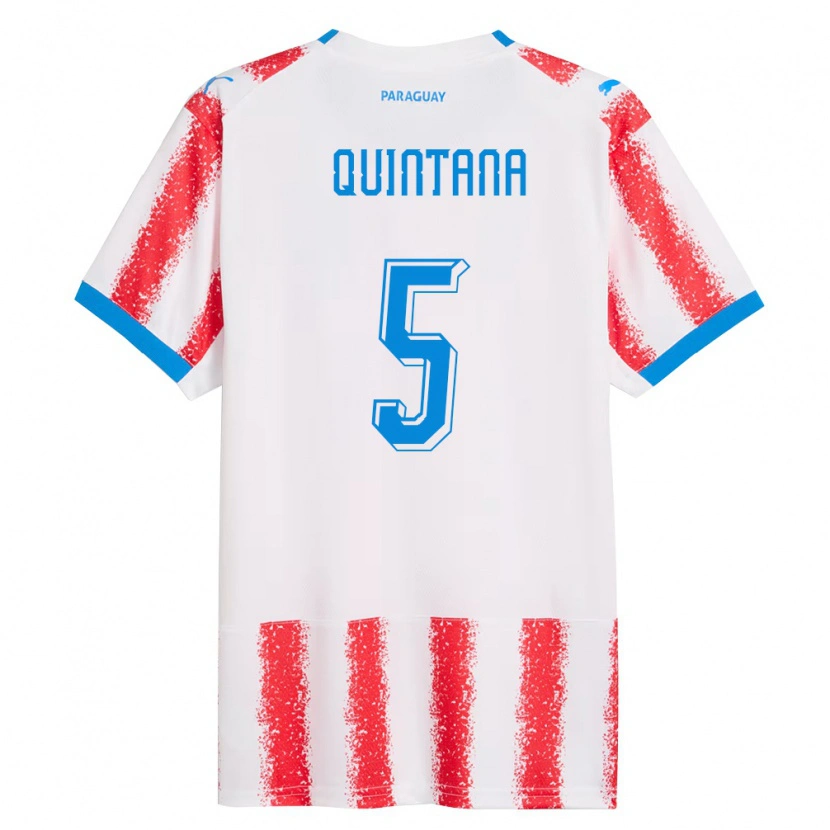 Danxen Kid Paraguay Lucas Quintana #5 White Red Blue Home Jersey 26-28 T-Shirt
