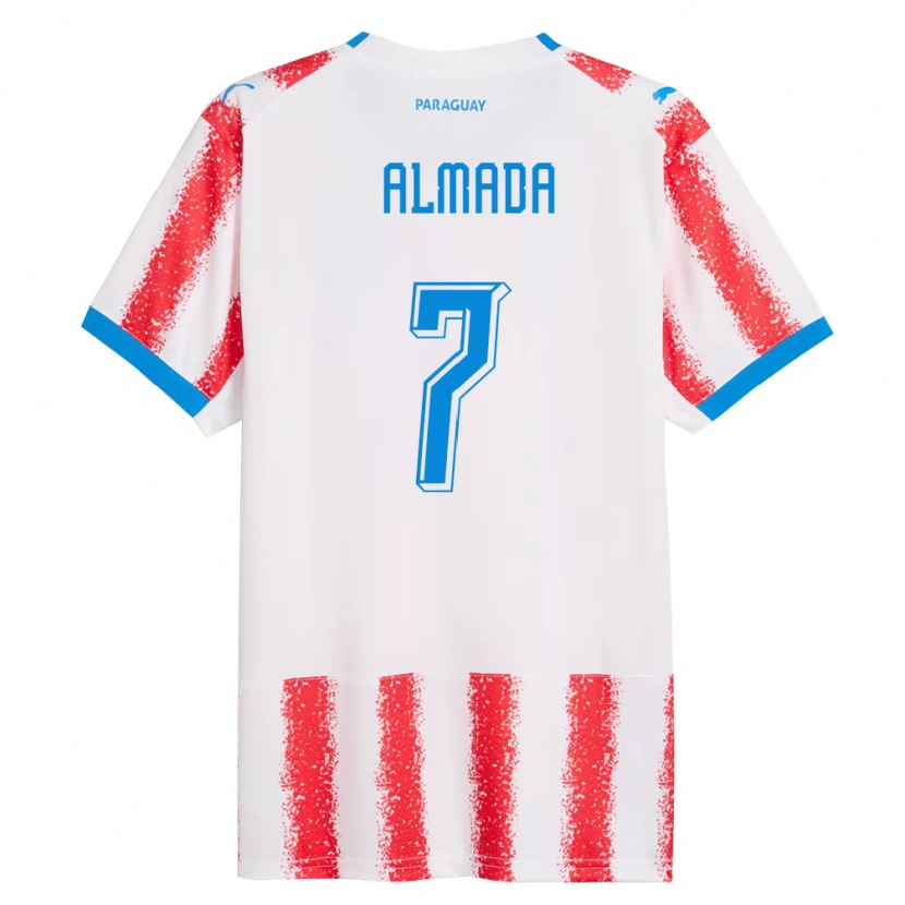 Danxen Kid Paraguay Derlis Almada #7 White Red Blue Home Jersey 26-28 T-Shirt