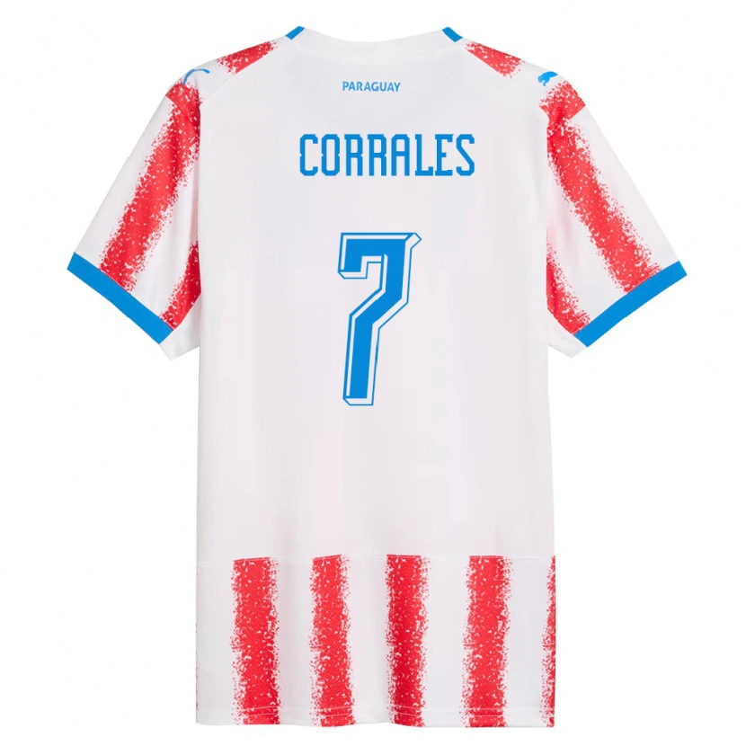 Danxen Kid Paraguay Ever Corrales #7 White Red Blue Home Jersey 26-28 T-Shirt