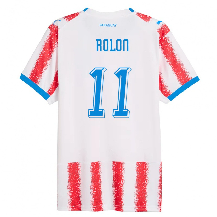 Danxen Kid Paraguay Leonardo Rolón #11 White Red Blue Home Jersey 26-28 T-Shirt