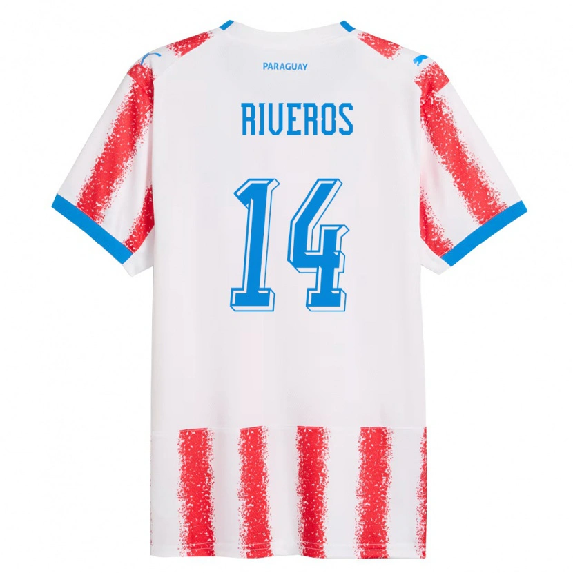 Danxen Kid Paraguay Blas Riveros #14 White Red Blue Home Jersey 26-28 T-Shirt
