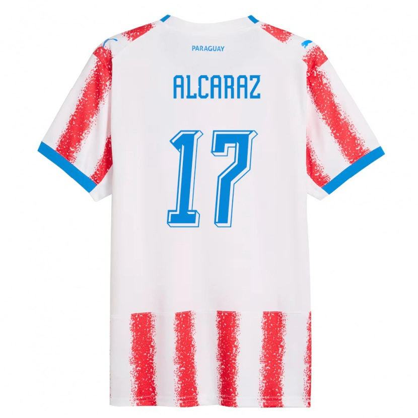 Danxen Kid Paraguay Adrián Alcaraz #17 White Red Blue Home Jersey 26-28 T-Shirt