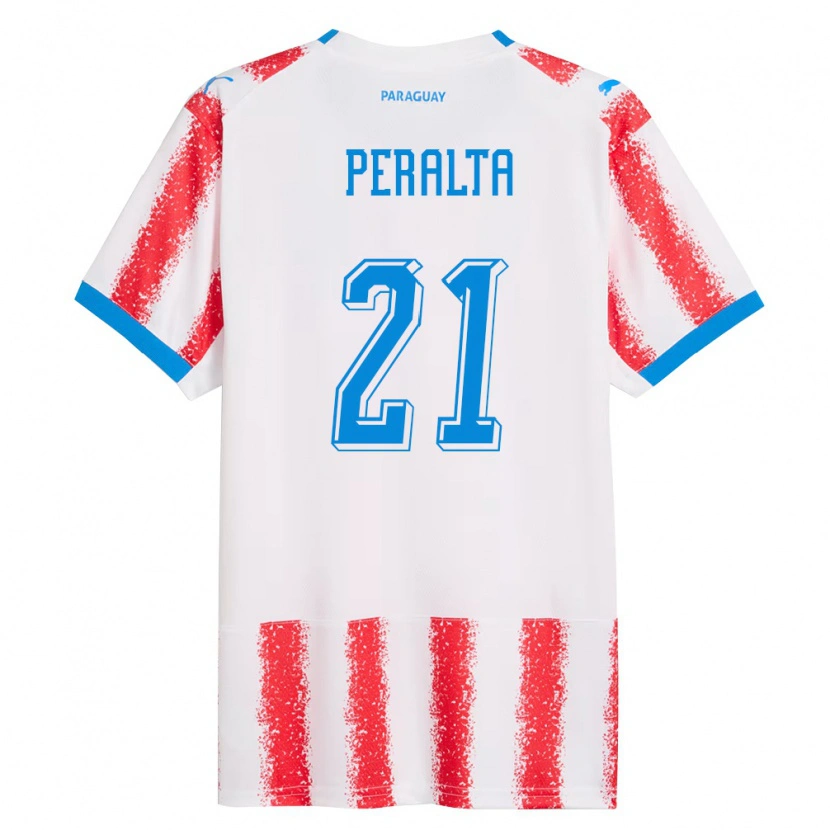 Danxen Kid Paraguay Fabrizio Peralta #21 White Red Blue Home Jersey 26-28 T-Shirt