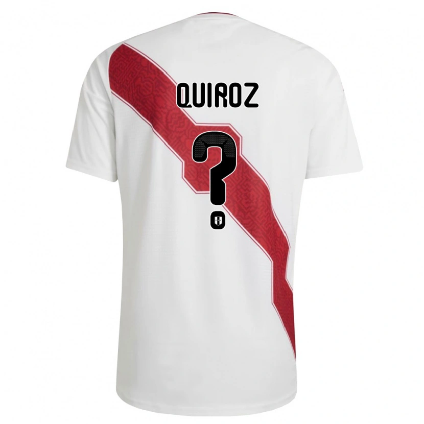 Danxen Kid Peru Adrián Quiroz #0 White Red Black Home Jersey 26-28 T-Shirt