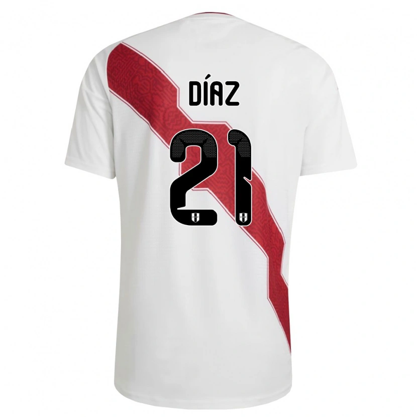 Danxen Kid Peru Matías Díaz #21 White Red Black Home Jersey 26-28 T-Shirt
