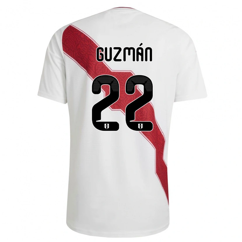 Danxen Kid Peru Rafael Guzmán #22 White Red Black Home Jersey 26-28 T-Shirt