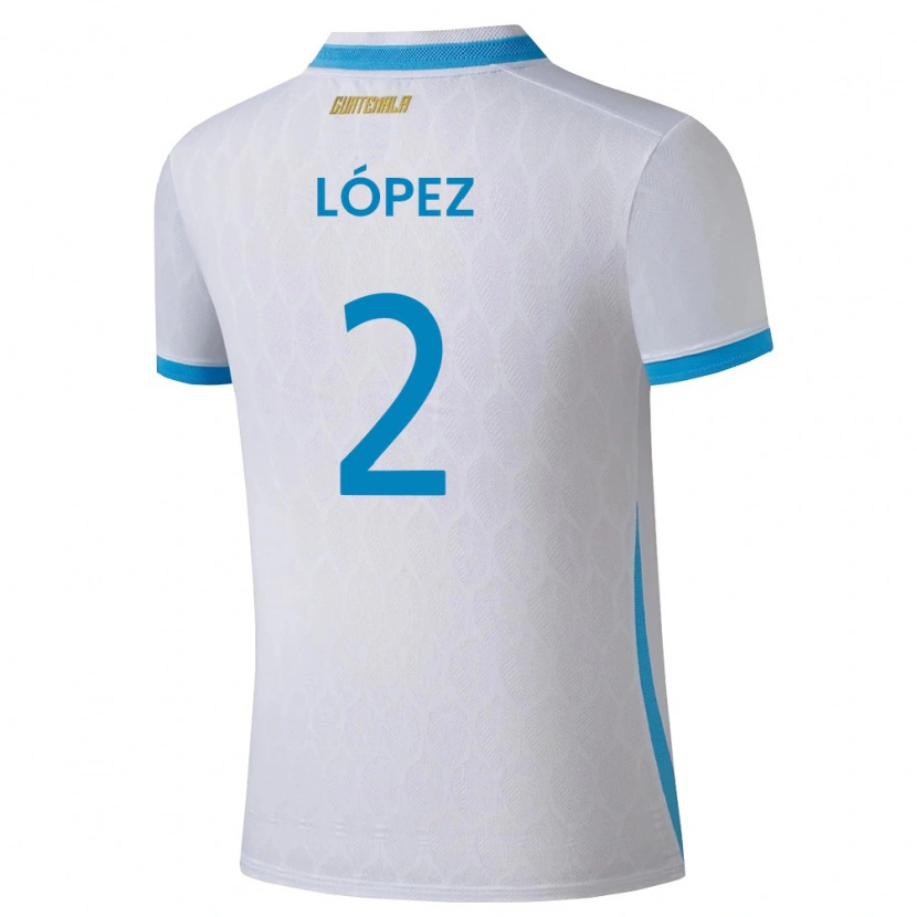 Danxen Kid Guatemala Francisco López #2 White Sky Blue Gold Home Jersey 26-28 T-Shirt