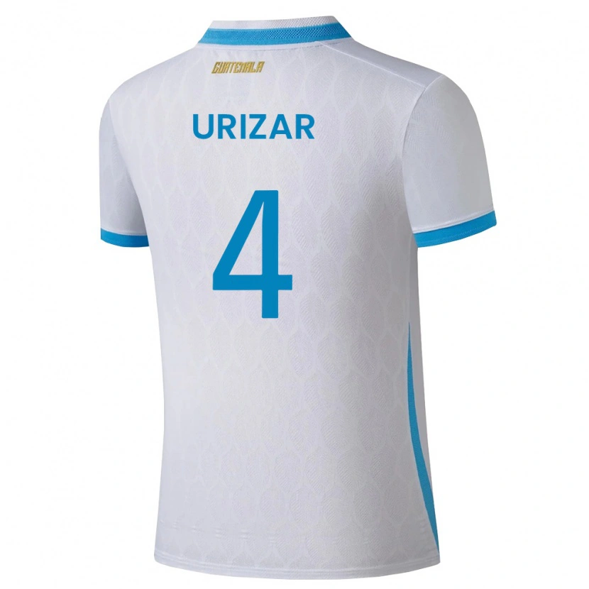 Danxen Kid Guatemala Jeshua Urizar #4 White Sky Blue Gold Home Jersey 26-28 T-Shirt