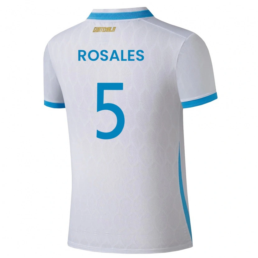 Danxen Kid Guatemala José Rosales #5 White Sky Blue Gold Home Jersey 26-28 T-Shirt