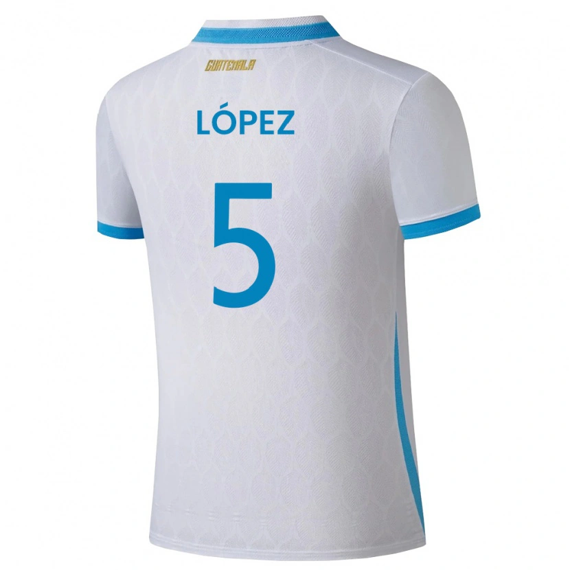 Danxen Kid Guatemala Jeffery López #5 White Sky Blue Gold Home Jersey 26-28 T-Shirt