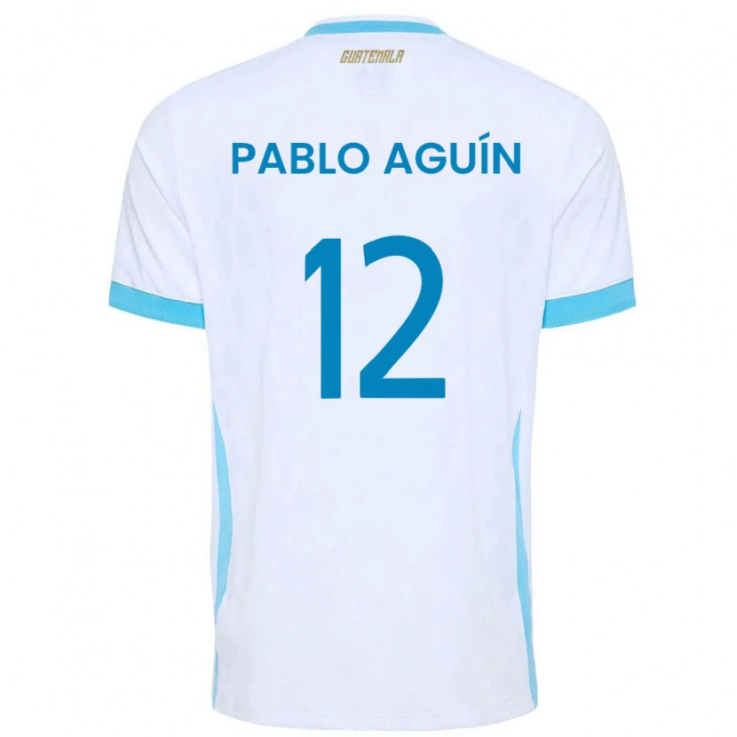 Danxen Kid Guatemala Luis Pablo Aguín #12 White Sky Blue Gold Home Jersey 26-28 T-Shirt