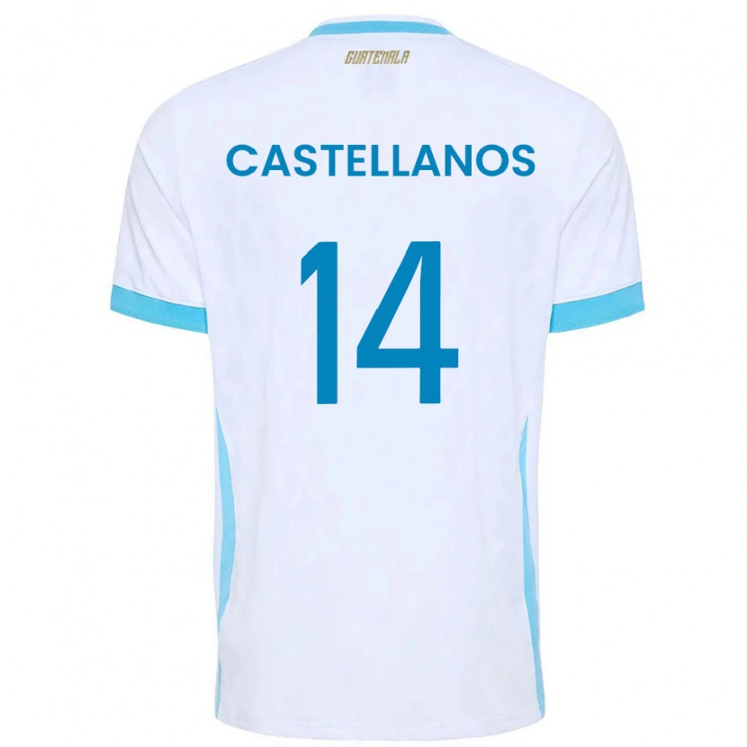 Danxen Kid Guatemala Jorge Castellanos #14 White Sky Blue Gold Home Jersey 26-28 T-Shirt