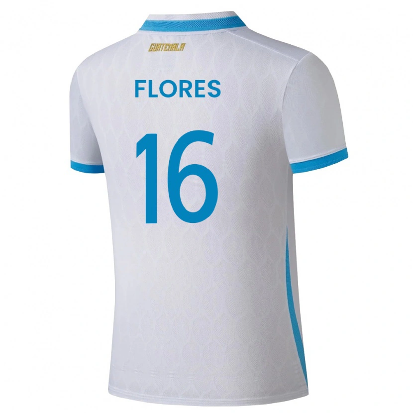 Danxen Kid Guatemala Kleverson Flores #16 White Sky Blue Gold Home Jersey 26-28 T-Shirt