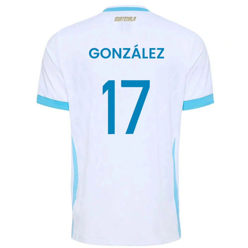 Danxen Kid Guatemala Jeffrey González #17 White Sky Blue Gold Home Jersey 26-28 T-Shirt