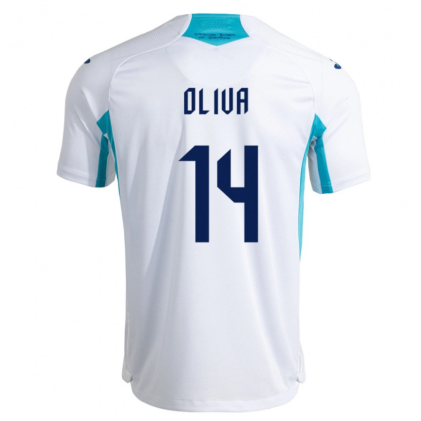 Danxen Kid Honduras Darell Oliva #14 White Blue Sky Blue Home Jersey 26-28 T-Shirt
