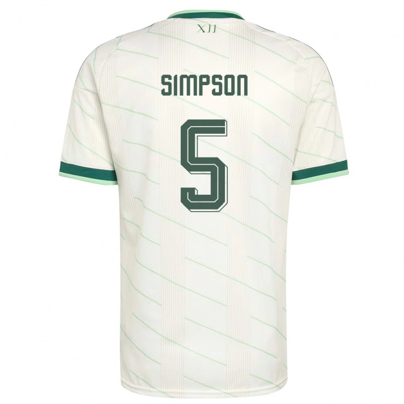 Danxen Kid Northern Ireland James Simpson #5 White Green Away Jersey 26-28 T-Shirt