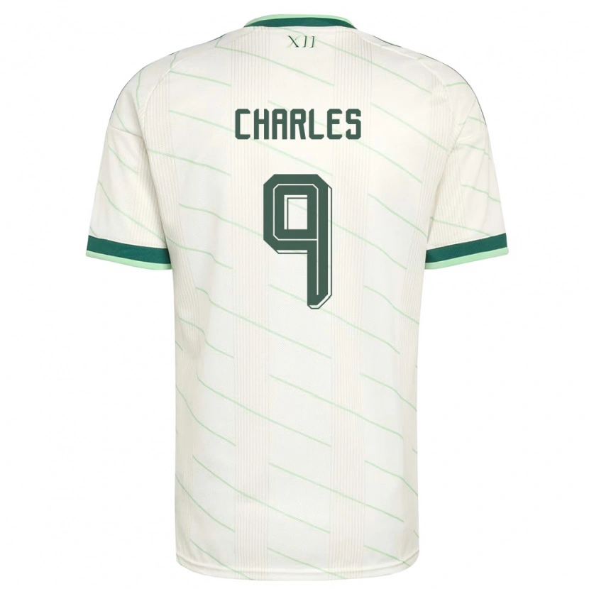 Danxen Kid Northern Ireland Dion Charles #9 White Green Away Jersey 26-28 T-Shirt