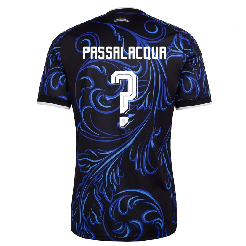 Danxen Kid Argentina Ramiro Passalacqua #0 Black White Sky Blue Away Jersey 26-28 T-Shirt