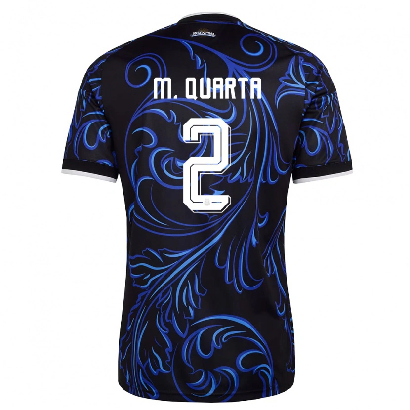 Danxen Kid Argentina Lucas Martínez Quarta #2 Black White Sky Blue Away Jersey 26-28 T-Shirt