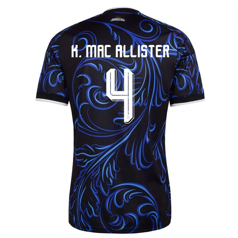 Danxen Kid Argentina Kevin Mac Allister #4 Black White Sky Blue Away Jersey 26-28 T-Shirt