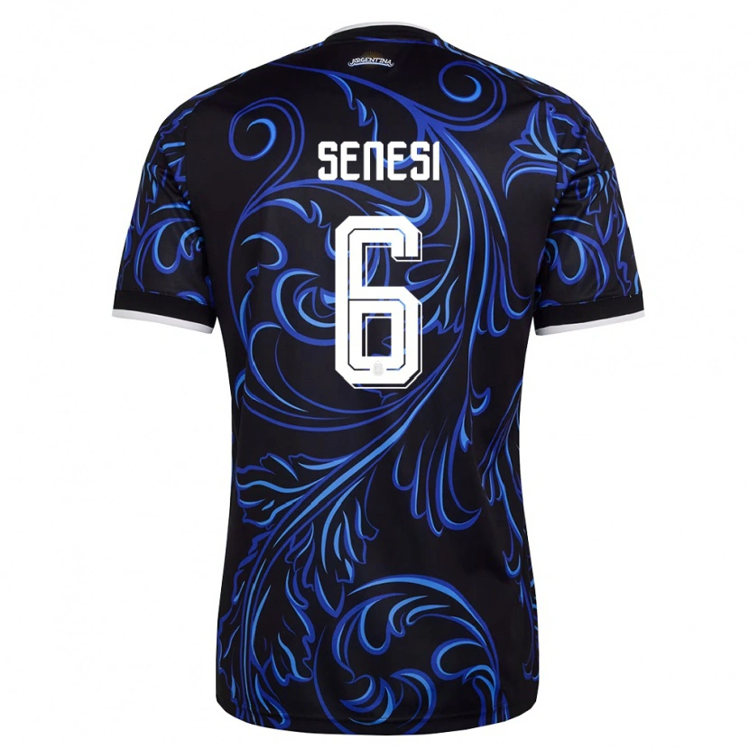 Danxen Kid Argentina Marcos Senesi #6 Black White Sky Blue Away Jersey 26-28 T-Shirt